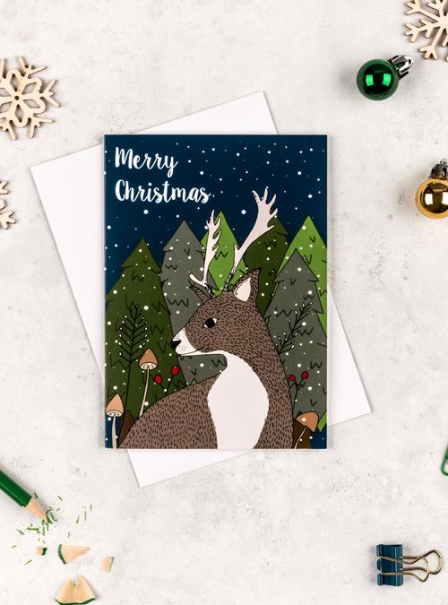 boodle Deer Christmas card