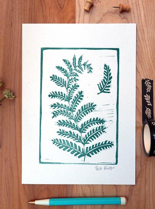 Boodle Fern Lino Print