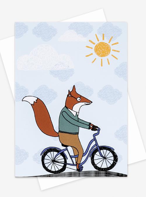 Boodle Fox On A Bike Card