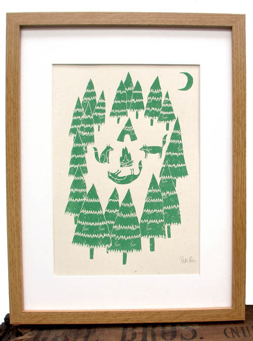 boodle Foxes in the forest art print