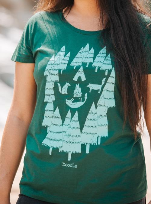 Boodle Foxes In The Forest Womens Organic T-shirt