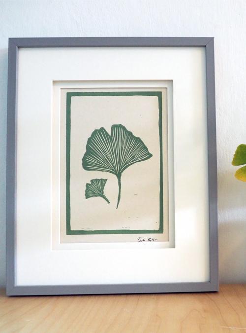 Boodle Gingko Leaves Lino Print