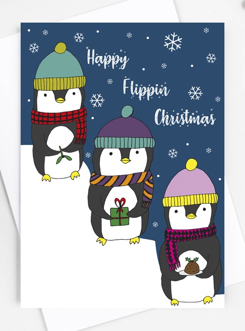 Boodle Happy Flippin Christmas Penguin Card