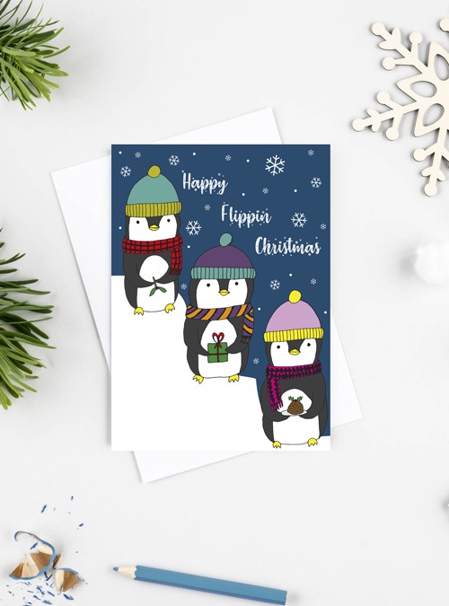 boodle Happy Flippin Christmas Penguin Card