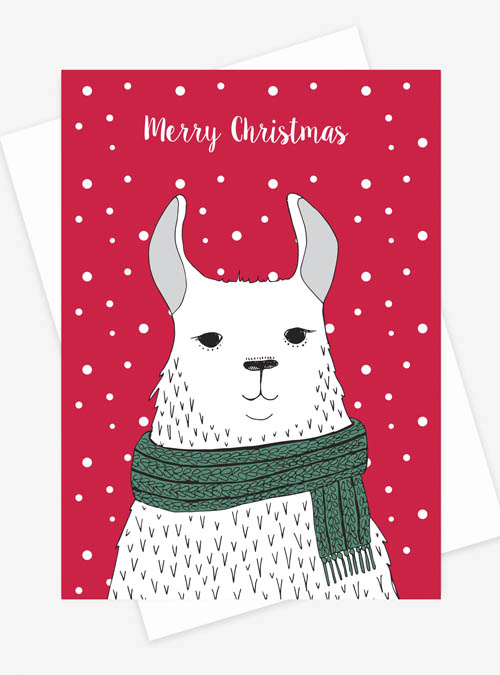 Boodle Llama Christmas Card