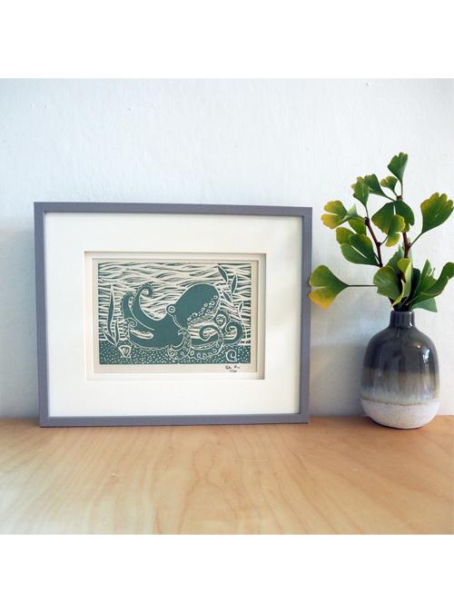 Boodle Octopus Lino Print