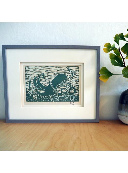 Boodle Octopus Lino Print