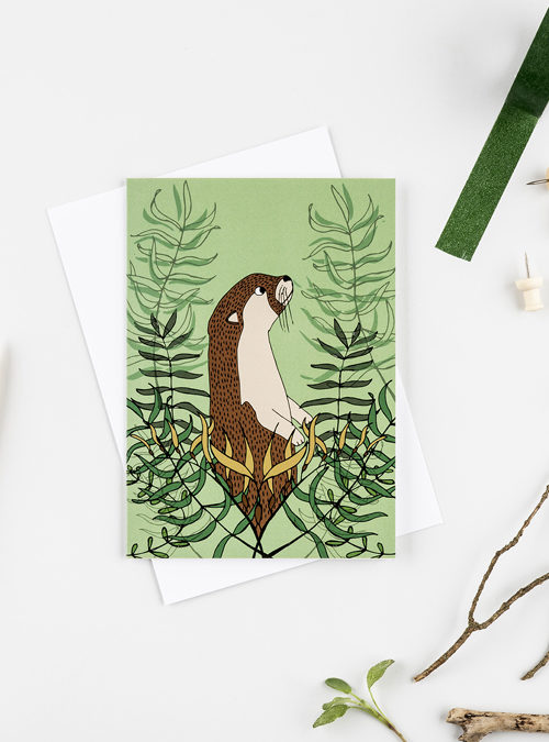 boodle Otter and kelp greetings card
