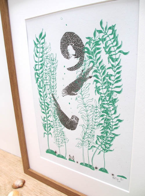 Boodle Otters And Kelp Art Print