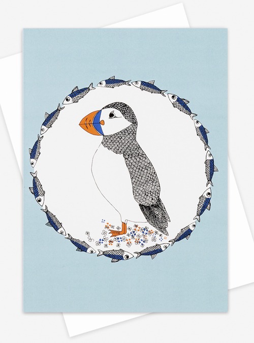 Boodle Puffin And Herring Card