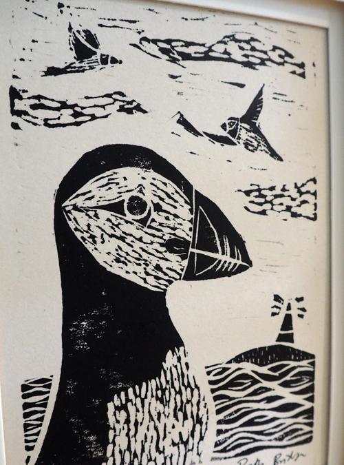 Boodle Puffin Lino Print