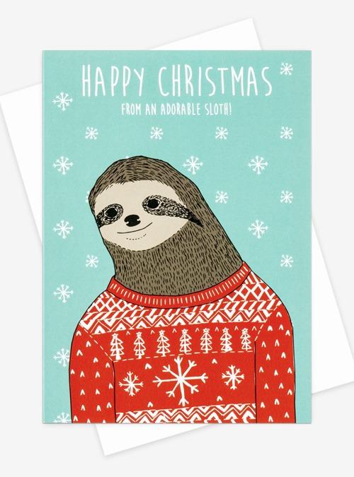Boodle Sloth In A Sweater Christmas Card