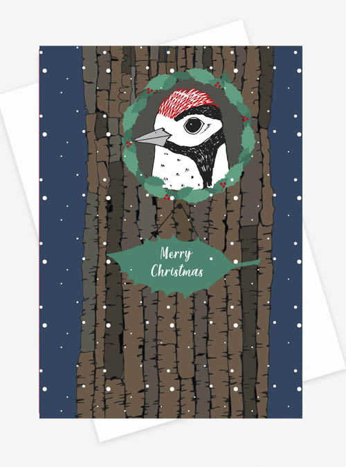 Boodle Woodpecker Christmas Card