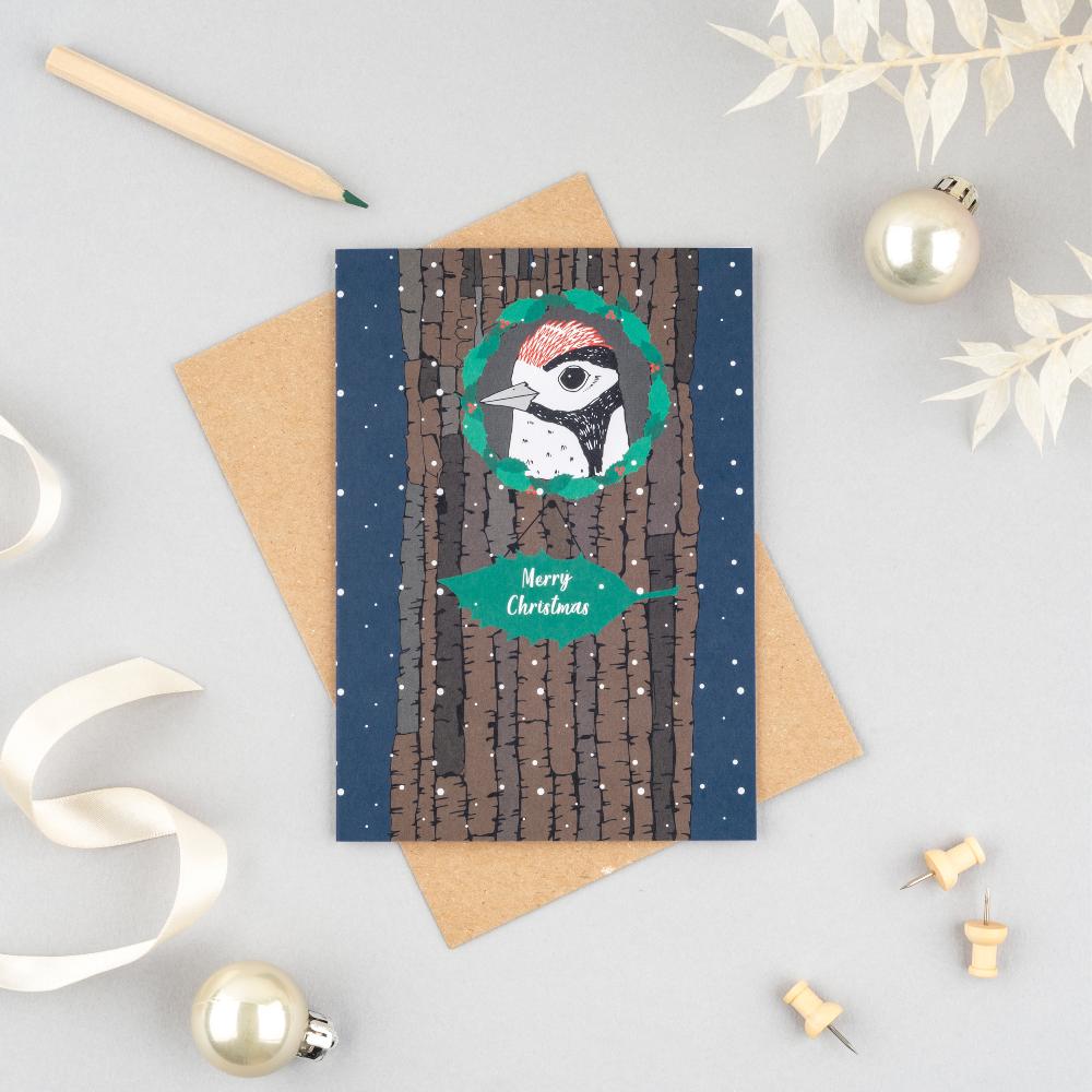 Boodle Woodpecker Christmas Card