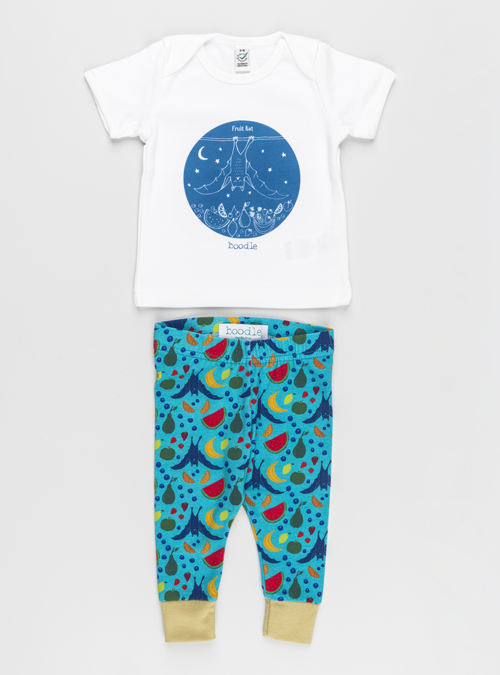 boodle Fruit bat baby outfit. Organic fruit bat leggings and baby T-shirt set