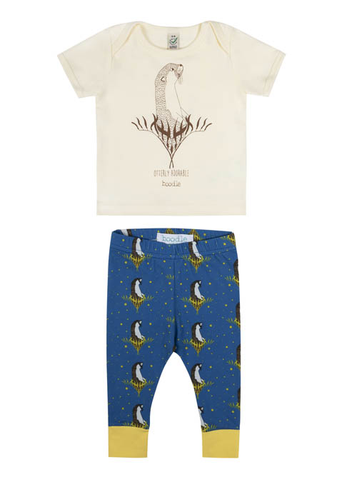 boodle Otter baby outfit. Organic otter leggings and baby T-shirt set