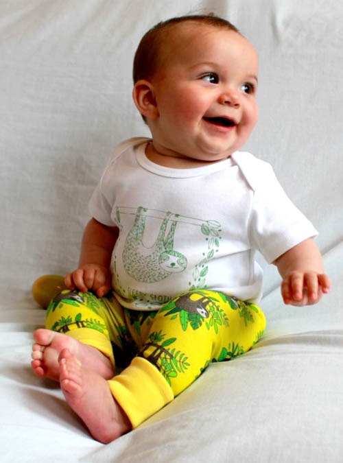 Boodle Sloth Baby Outfit. Organic Sloth Leggings And Baby T-shirt Set