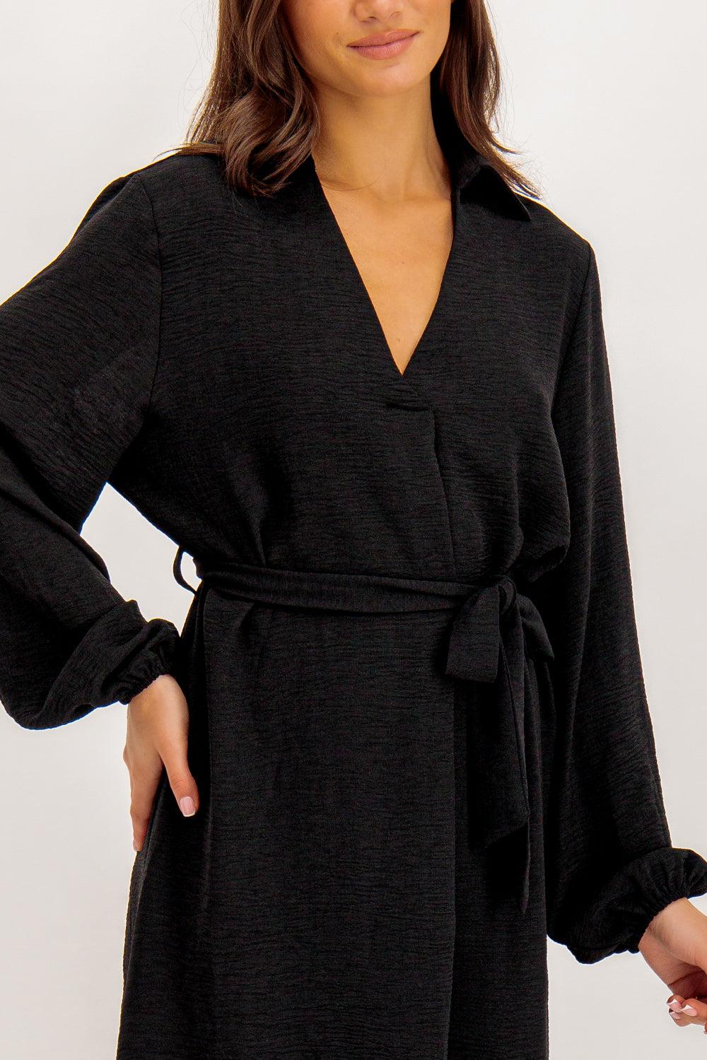 Born Alzo Black Belted Short Dress