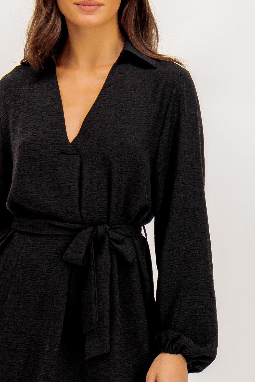 Born Alzo Black Belted Short Dress