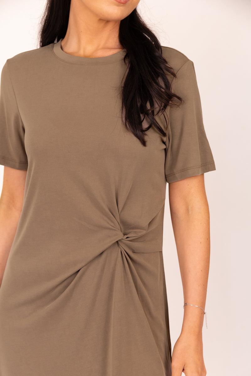 Born Anora O-Neck Mocha Twist Dress