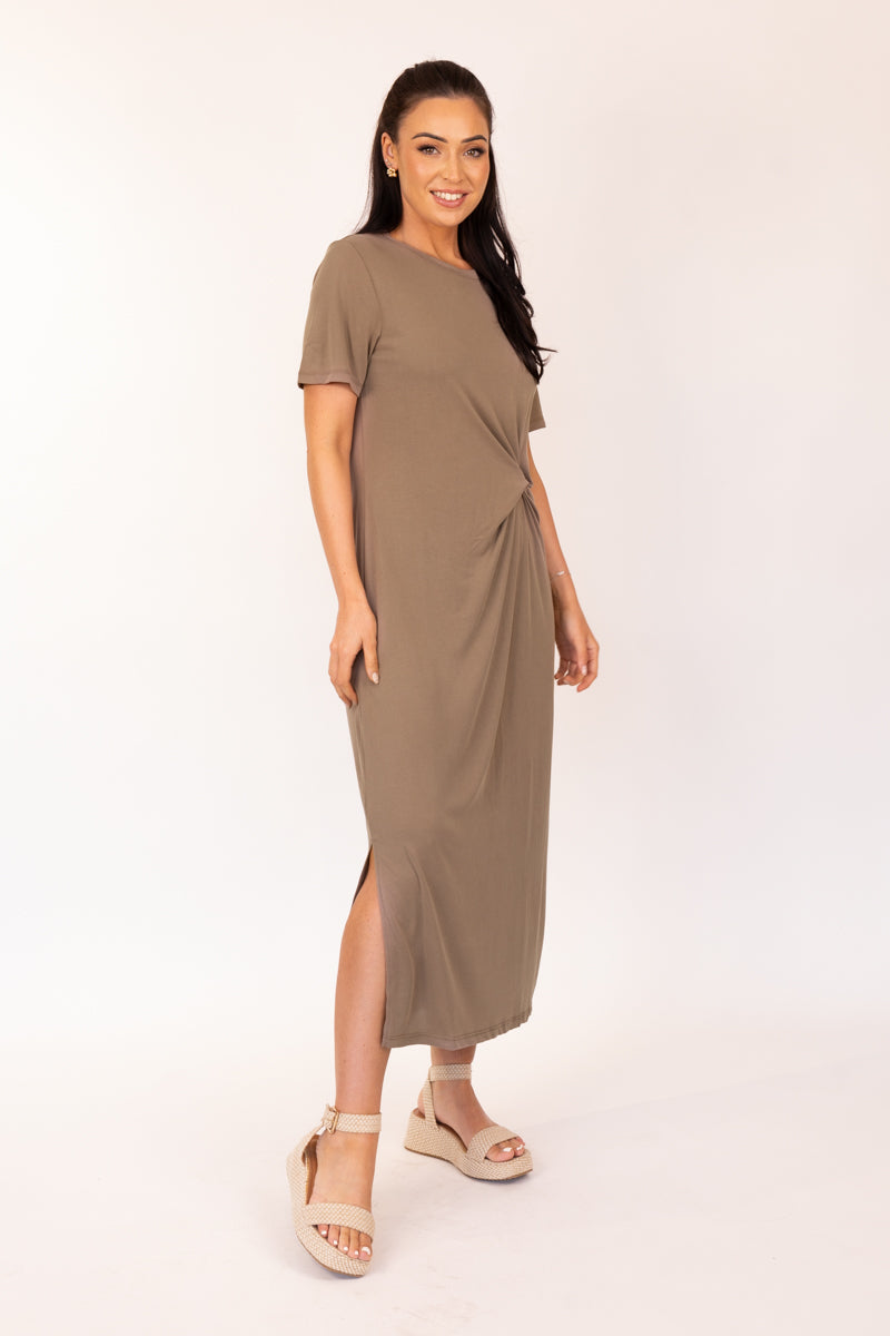 Born Anora O-Neck Mocha Twist Dress