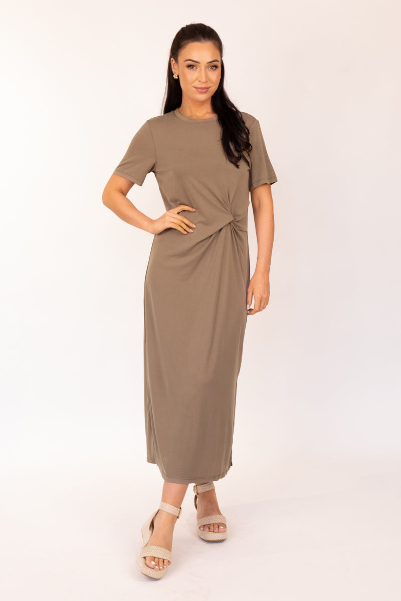 born Anora O-Neck Mocha Twist Dress