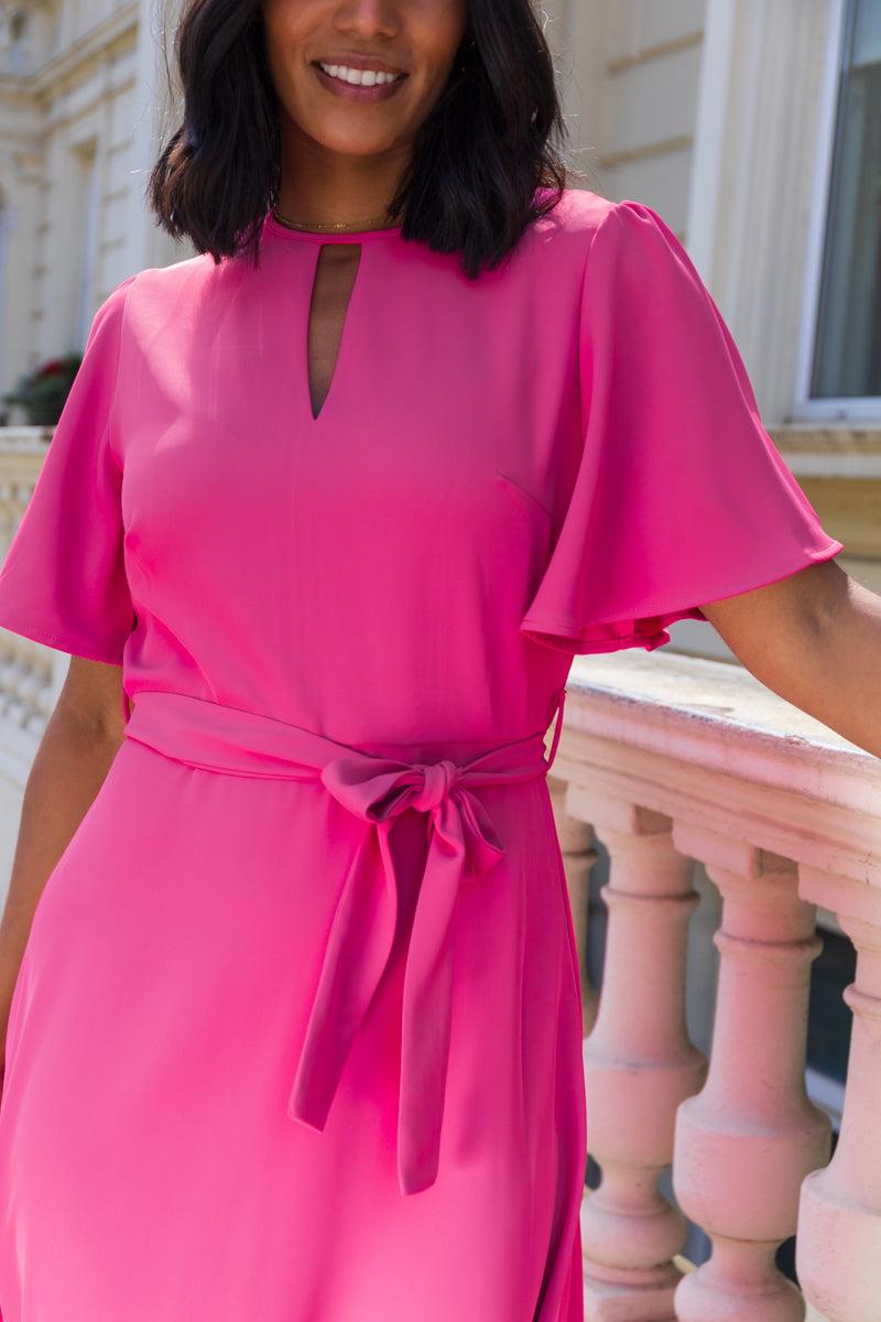 Born Aria Fuchsia Pink Midi Dress