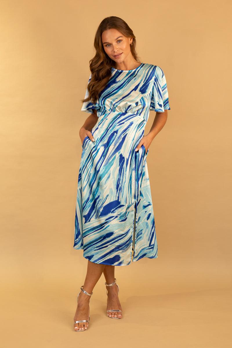 born Blue & White Stripe Print Zara Dress