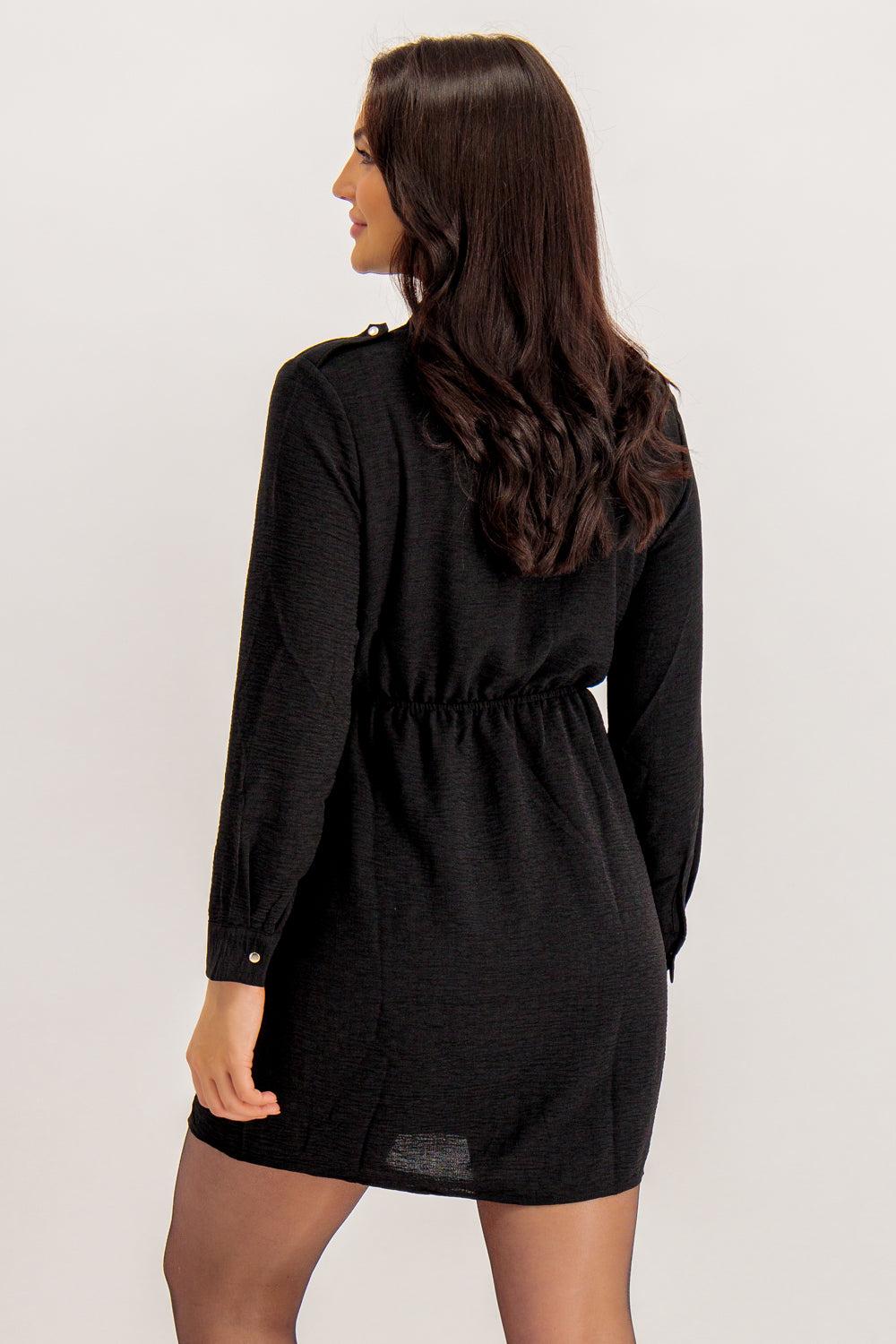 Born Bonnie Pocket Front Black Mini Dress