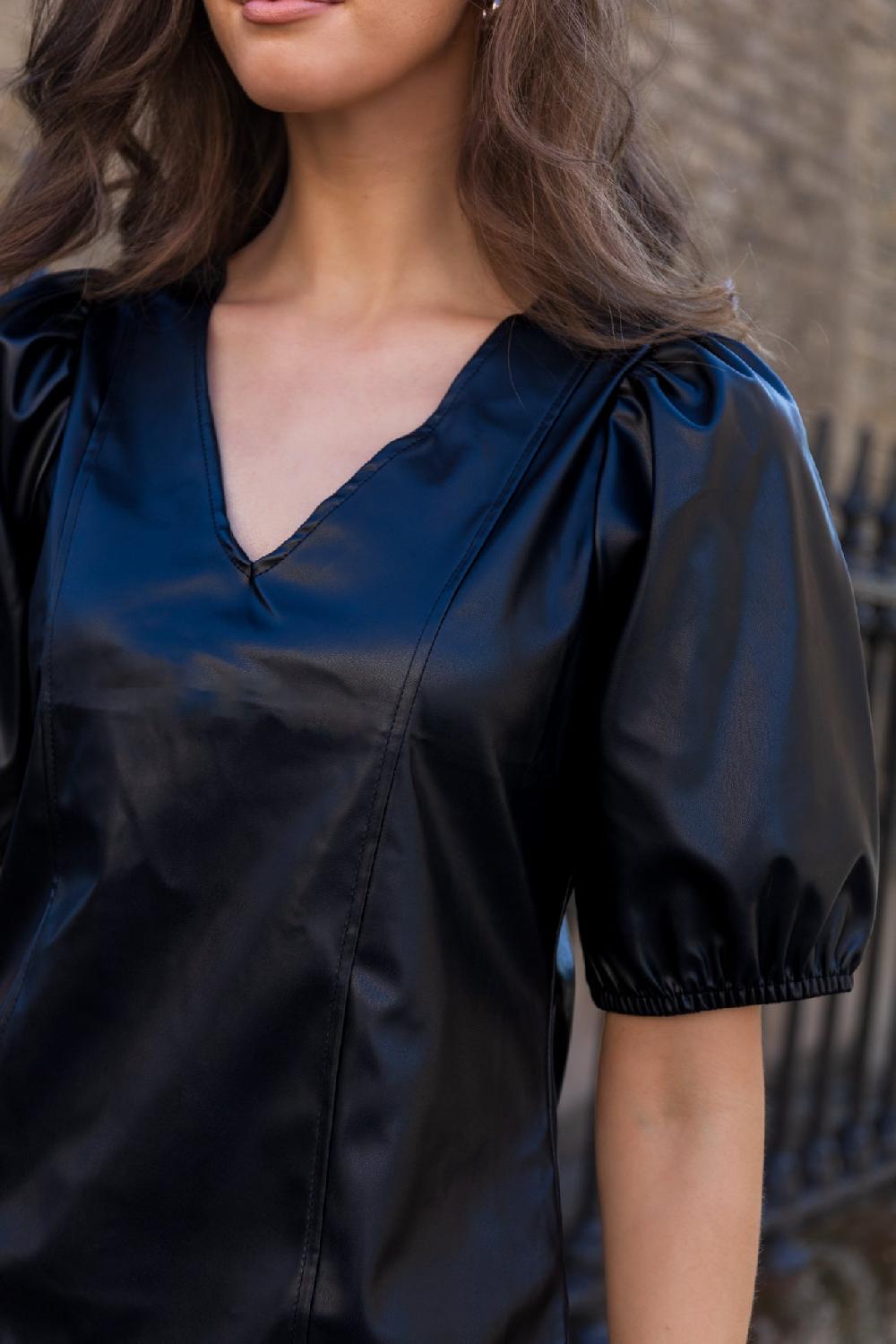 Born Ciff Short Black PU Leather Dress