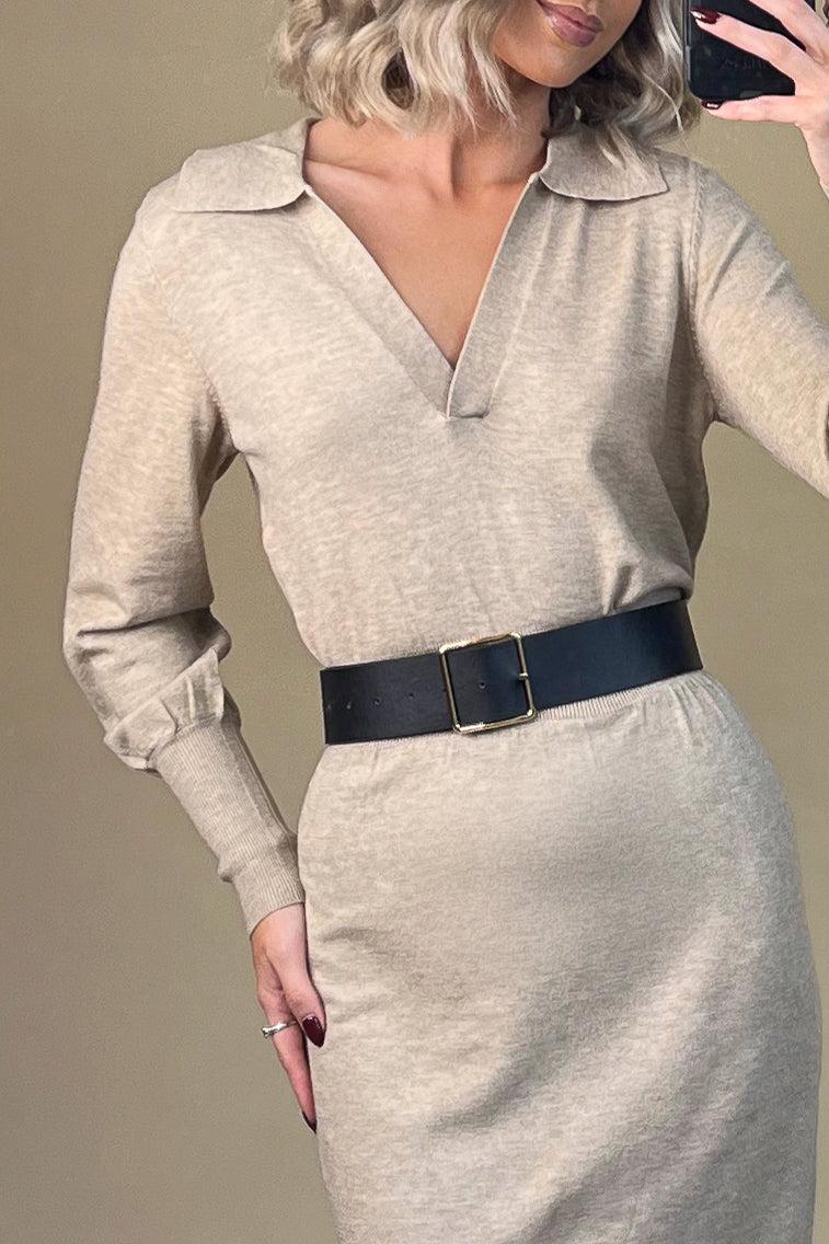 Born Comfy Beige Knit Dress