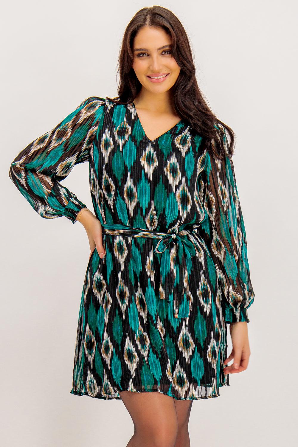 born Edna V-Neck Belted Dress