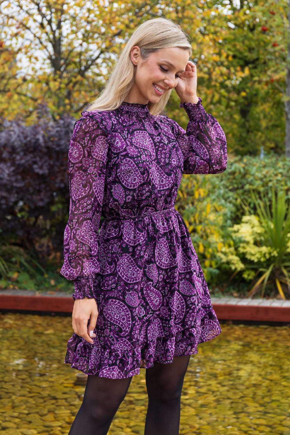 Born Eliana Purple Paisley Dress