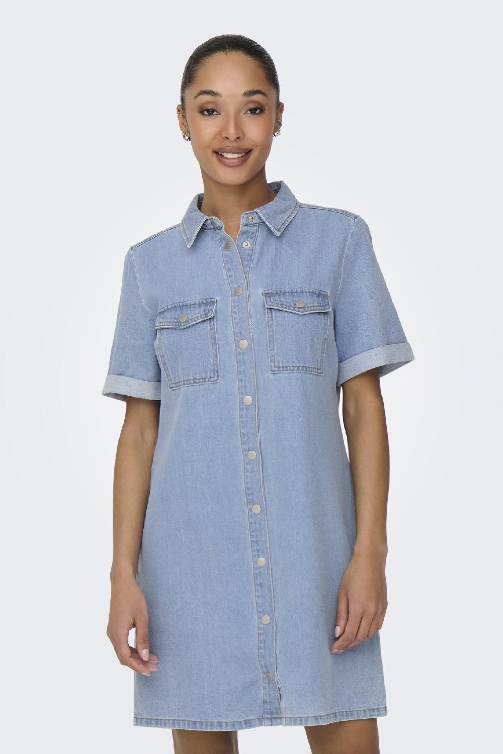 born Esmee Light Blue Button Front Dress