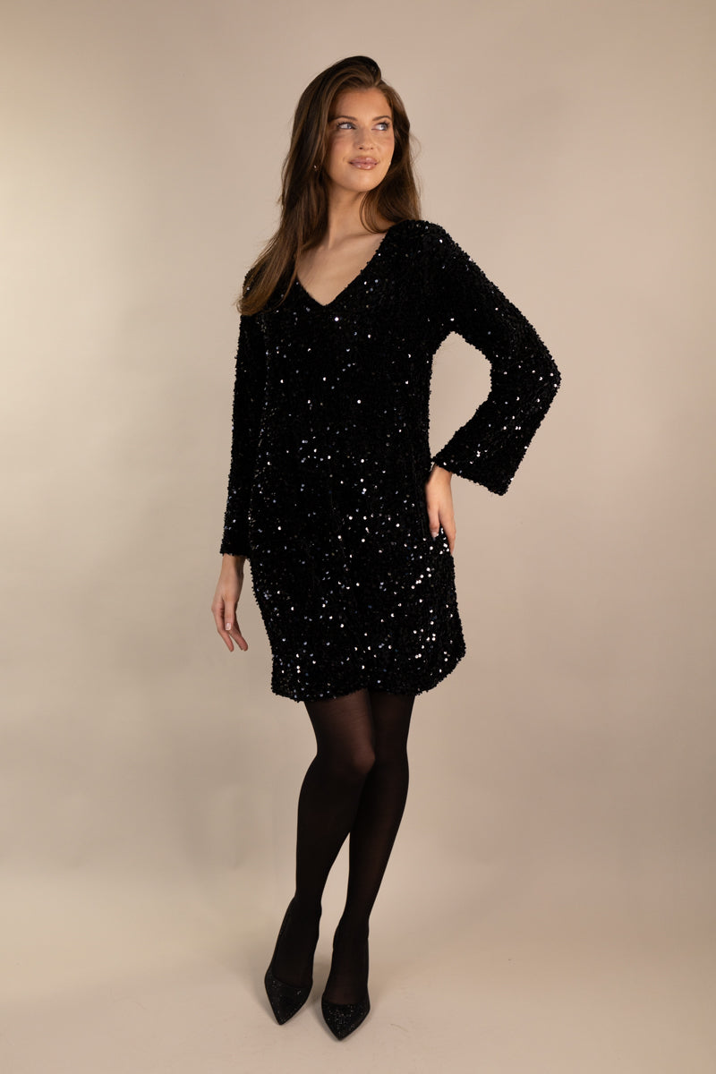 Born Faith V-Neck Sequin Shift Dress