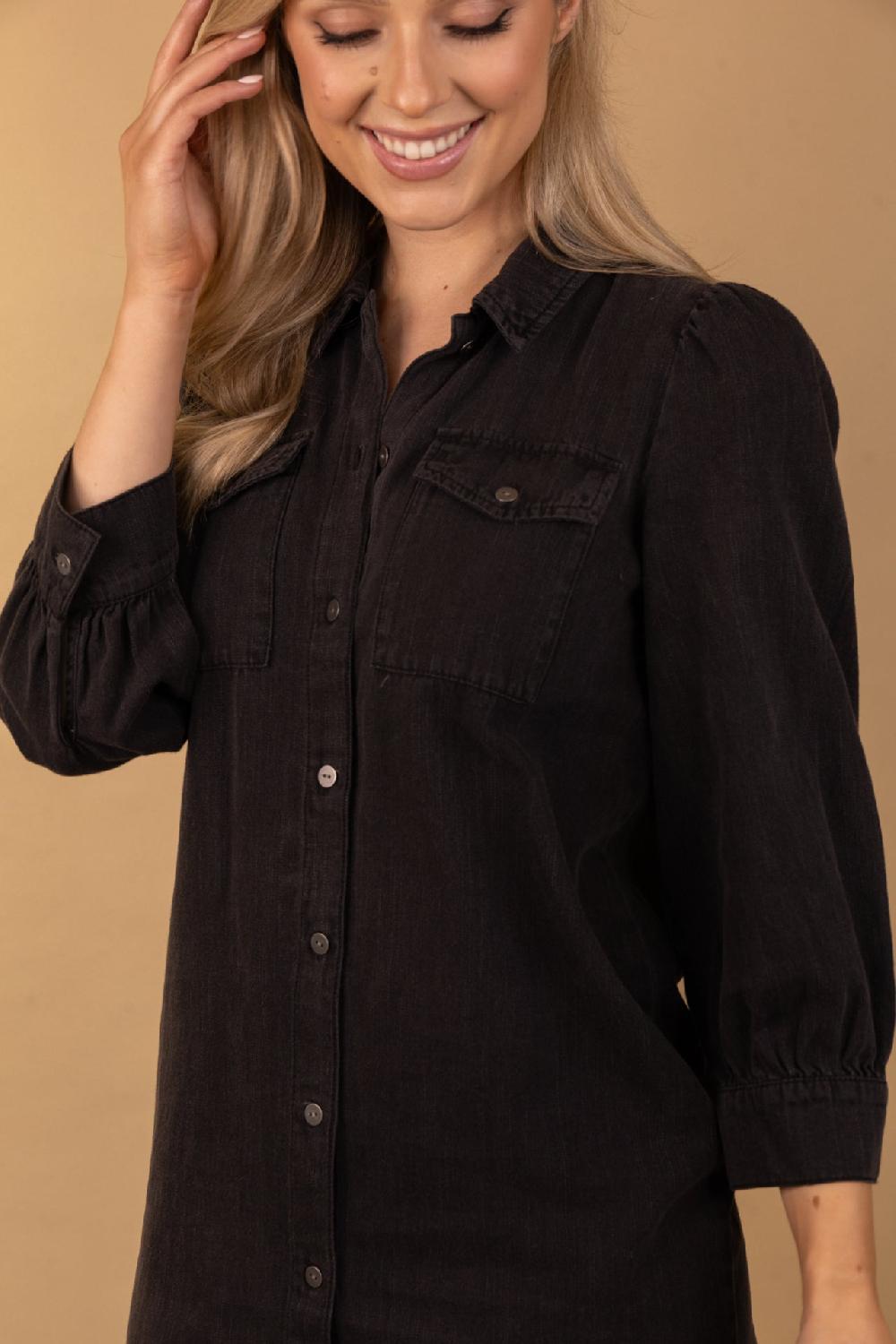 Born Felicia Washed Black Denim Dress