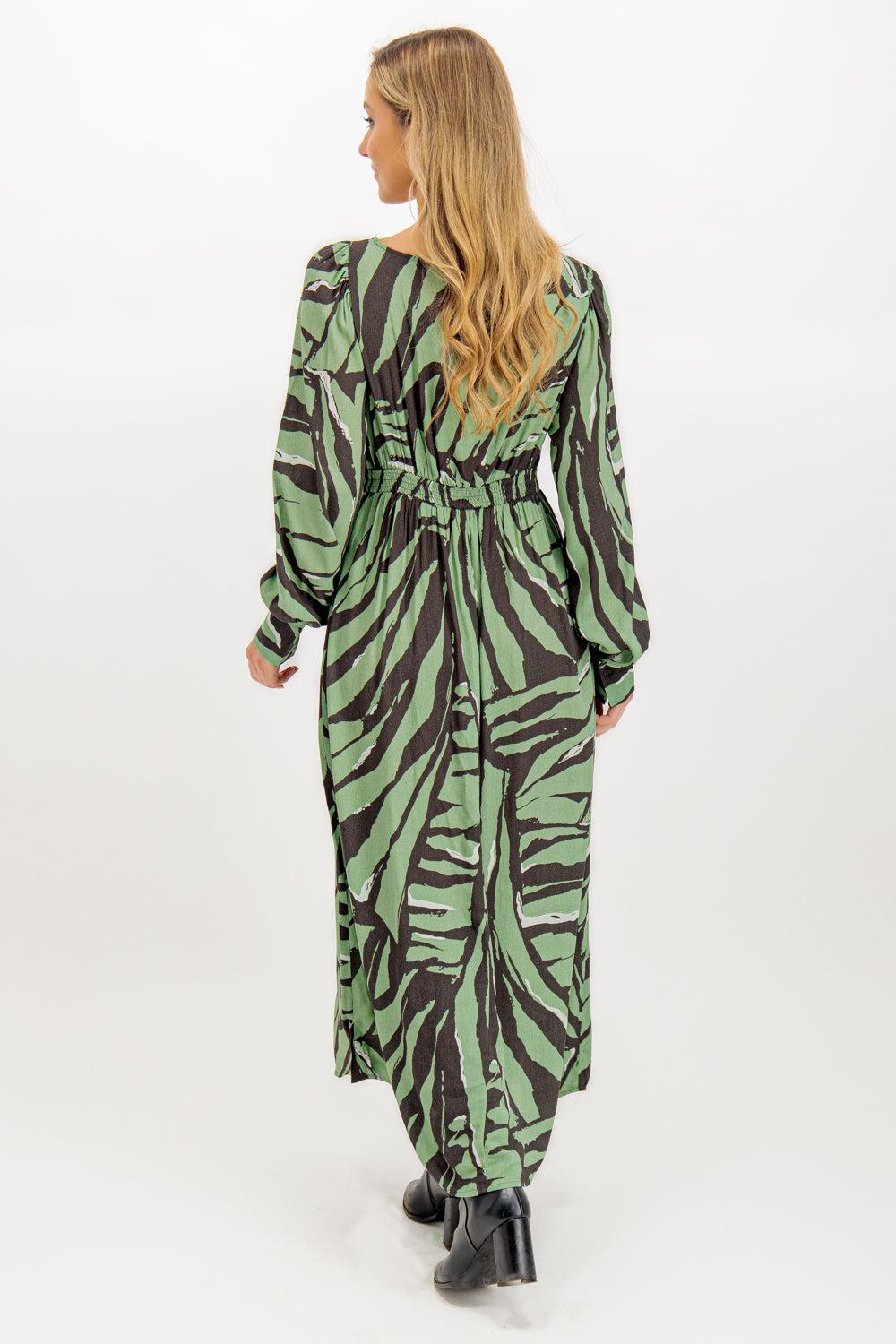 Born Gin Lily Pad Green & Black Tiger Print Dress