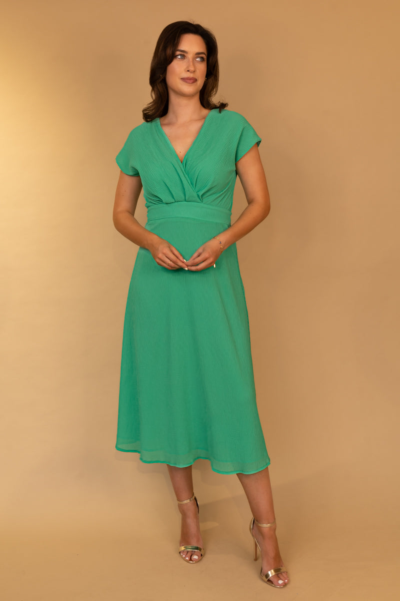 Born Green Willow Cap Sleeve Midi Dress