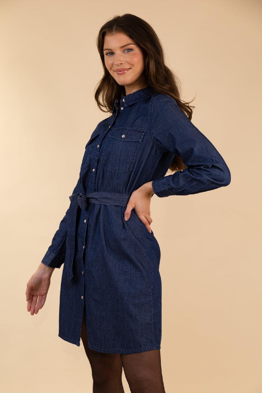 Born Kai Medium Blue Denim Shirt Dress