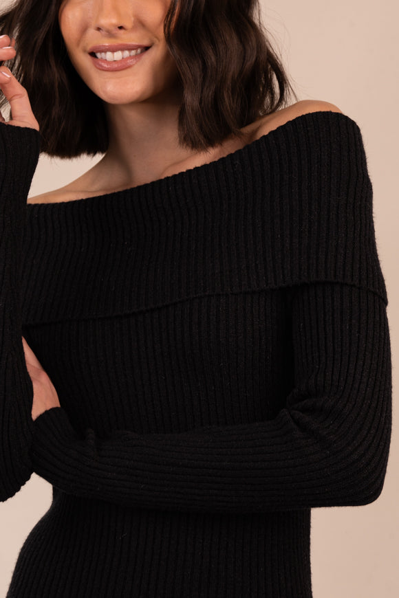 Born Katia Long Sleeve Off The Shoulder Dress