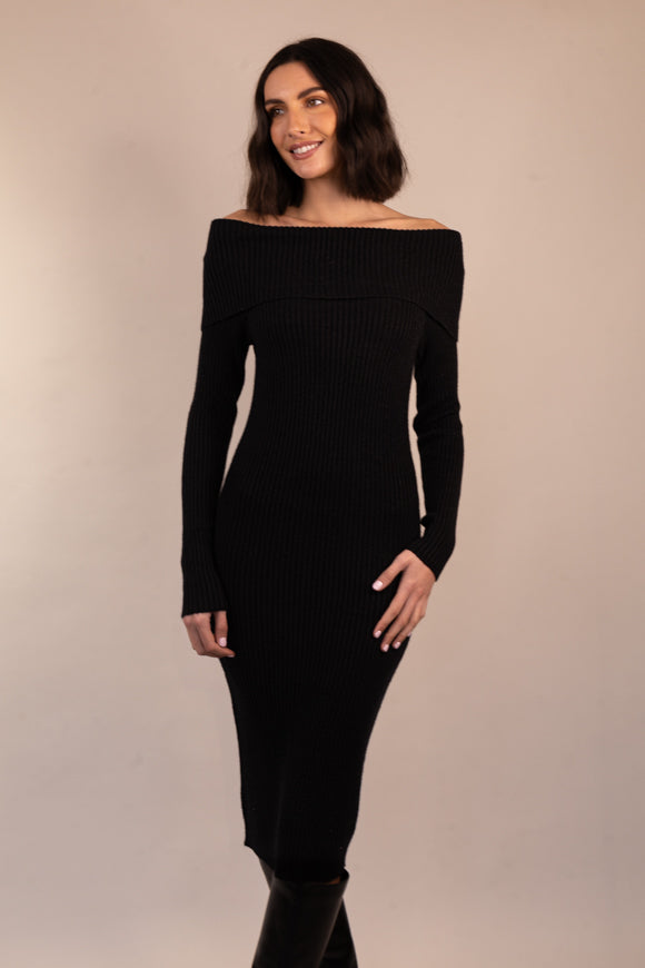 Born Katia Long Sleeve Off The Shoulder Dress
