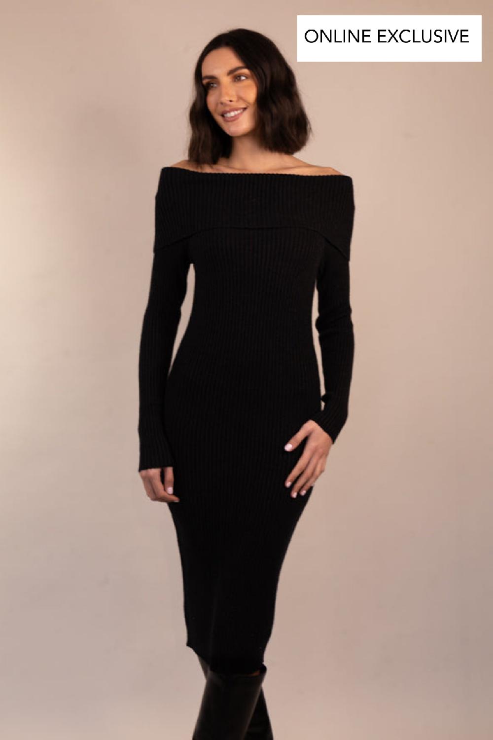born Katia Long Sleeve Off The Shoulder Dress