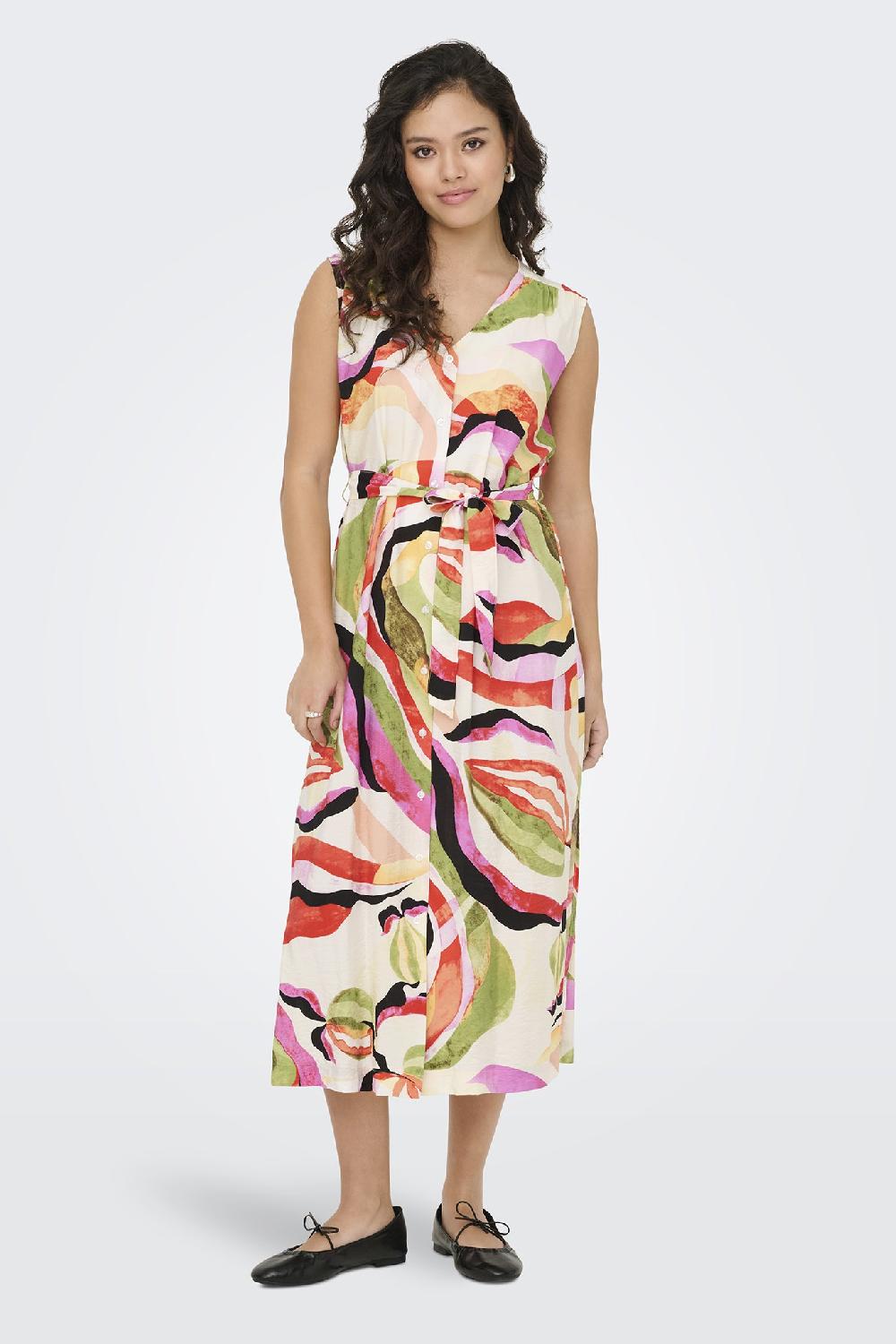 born Lumi Multi Print Midi Dress