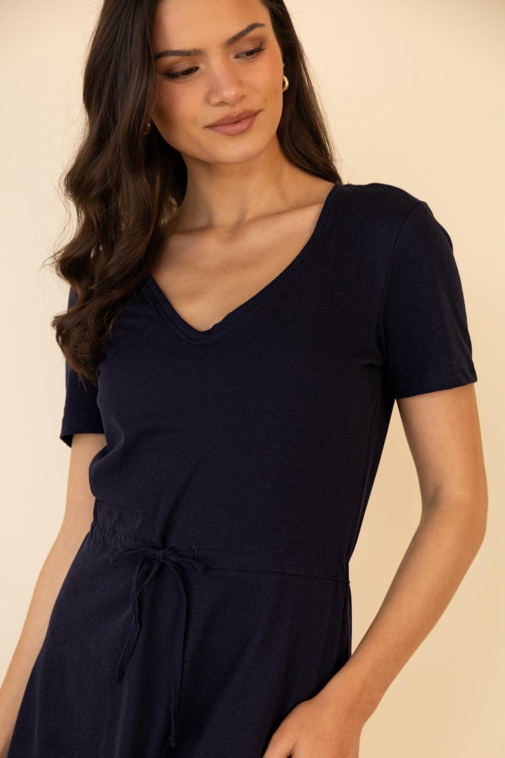 Born May Navy V-Neck Tie Waist Dress