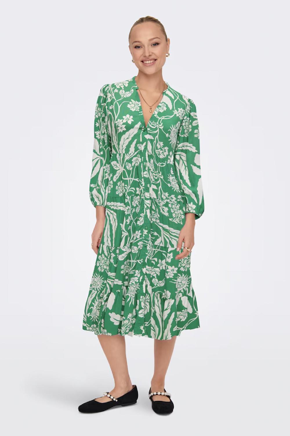 Born Milana Green Floral Midi Dress