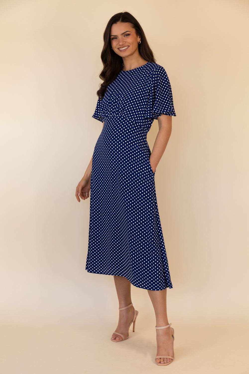 Born Navy & White Polka Dot Niko Dress