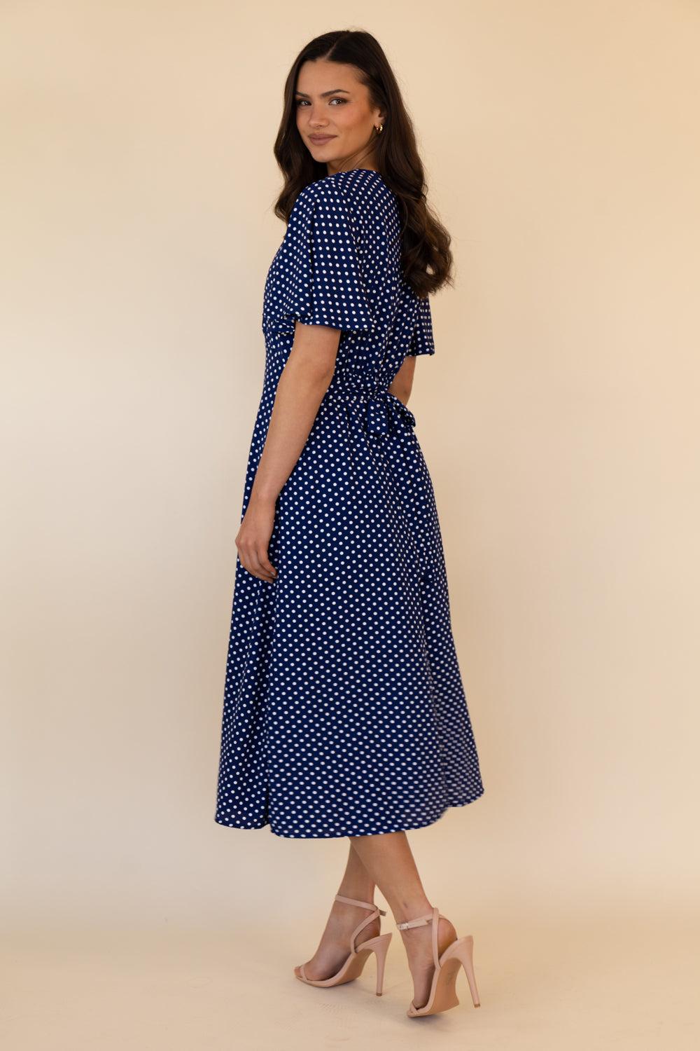 Born Navy & White Polka Dot Niko Dress