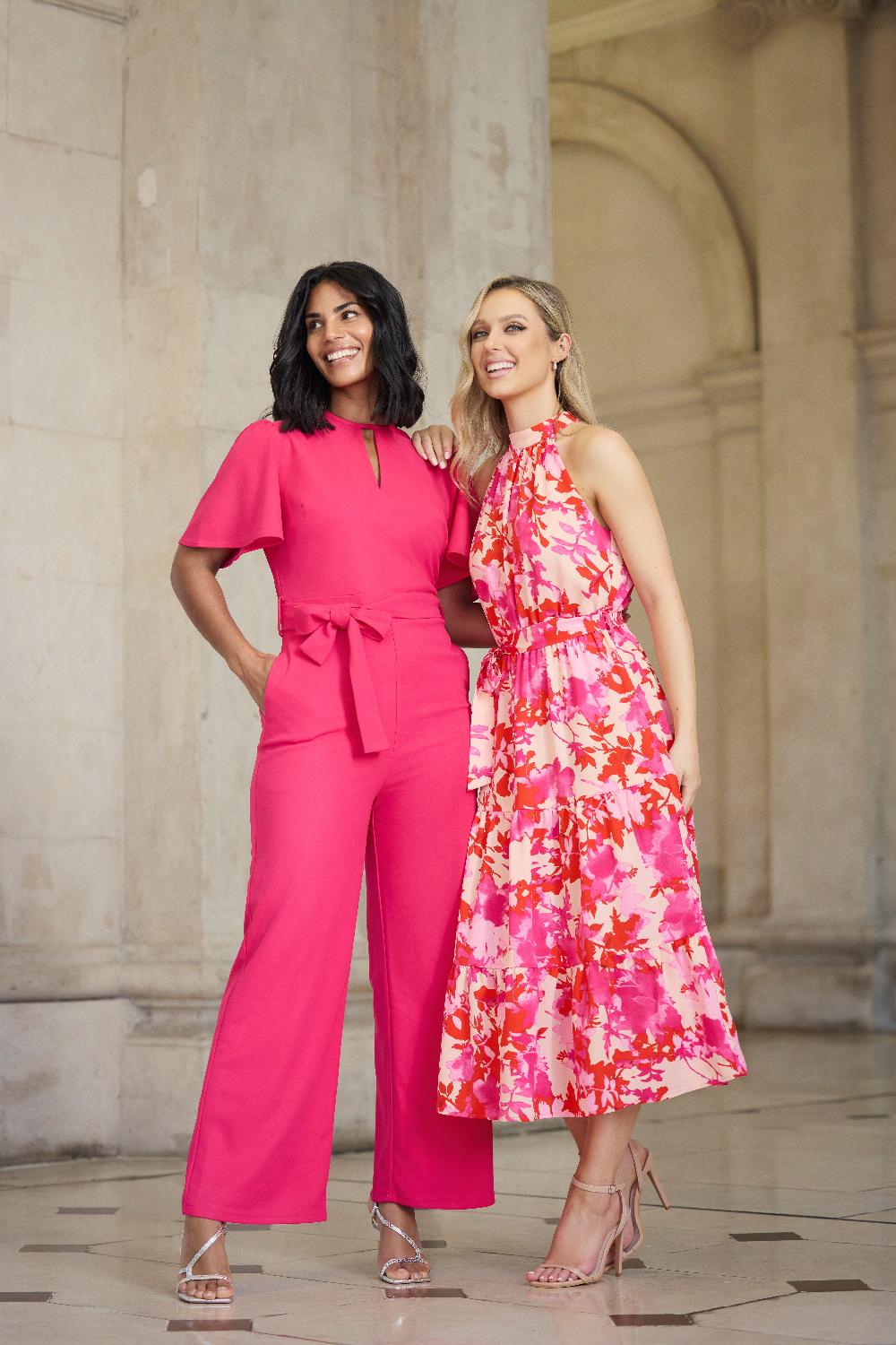 Born Pink & Red Sonya Halter Neck Dress