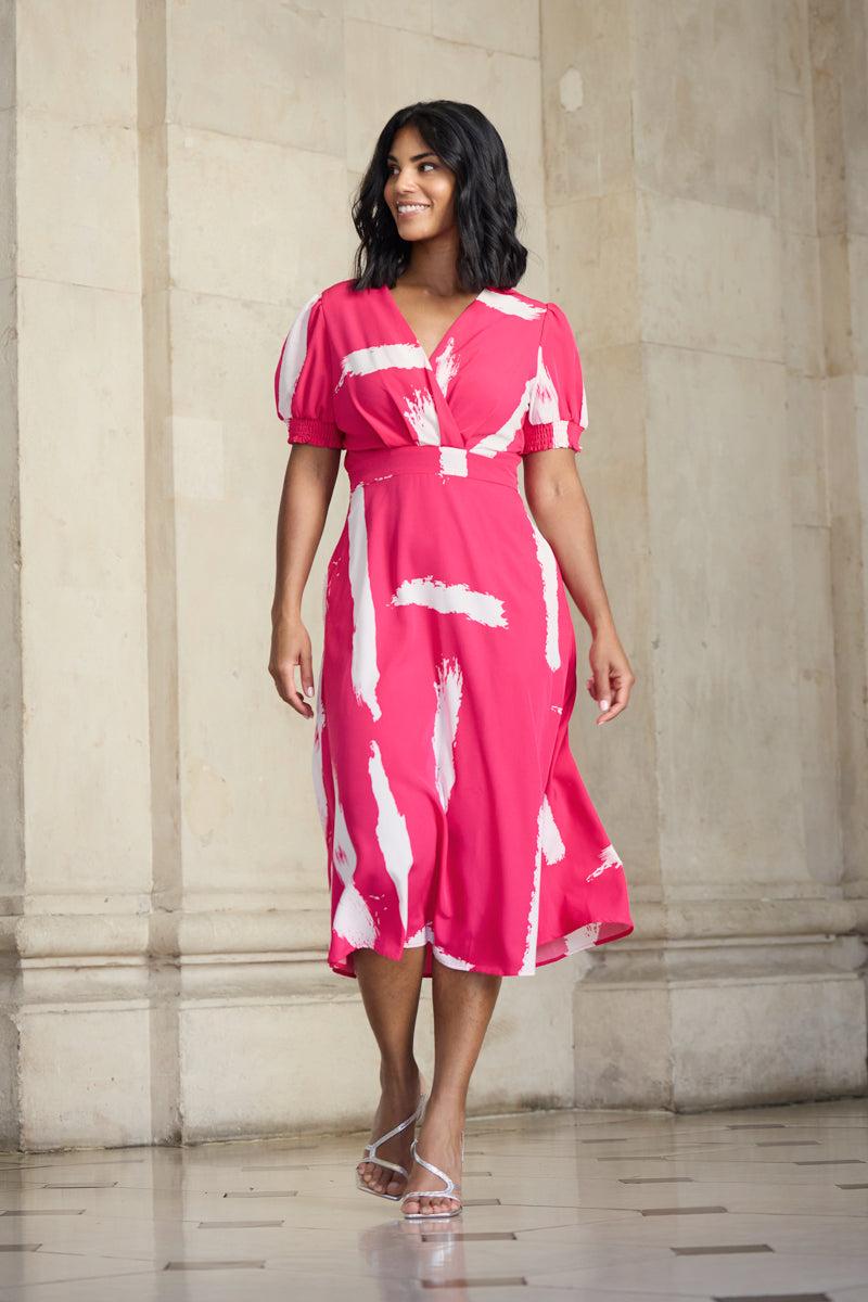 born Pink & White Print Rexa Dress