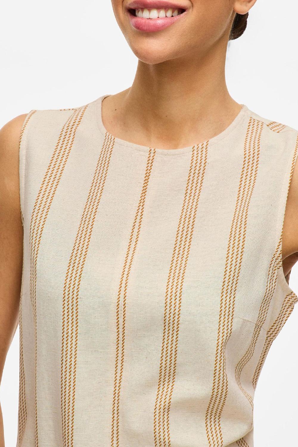 Born Prisilla Short Stripe Beige Shift Dress